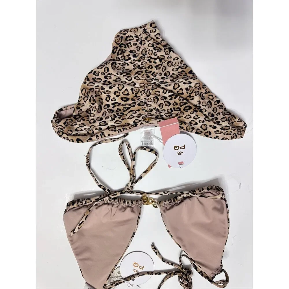 New. PQ leopard chain bikini set.  Small. Retails$160.